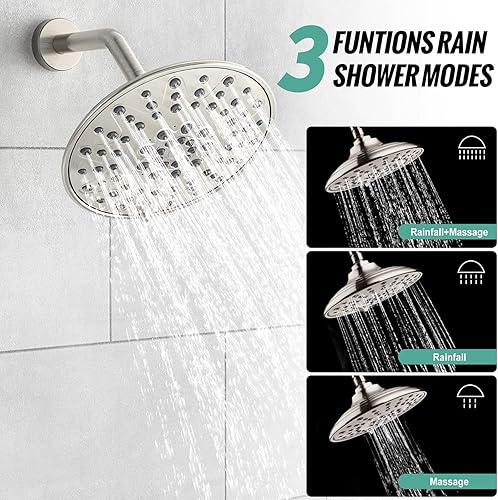 Miniatura 4 de SR SUN RISE Grifo de ducha  3 funciones de alta presión sistema de cabezal de ducha de lluvia de 8 pulgadas  8 ajustes de cabezal de ducha de mano