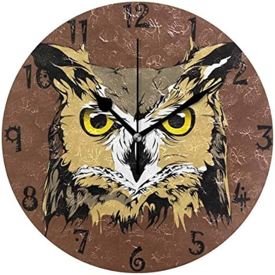 Amazon.co.jp: アートフクロウ鳥目円形壁時計ラウンドプレート