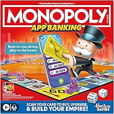 Monopoly App Banking Board Game | App-Enabled Game | Links to Smart Devices | Ages 8+ | 2 to 6 Players | 45 Mins. | Family Games for Kids