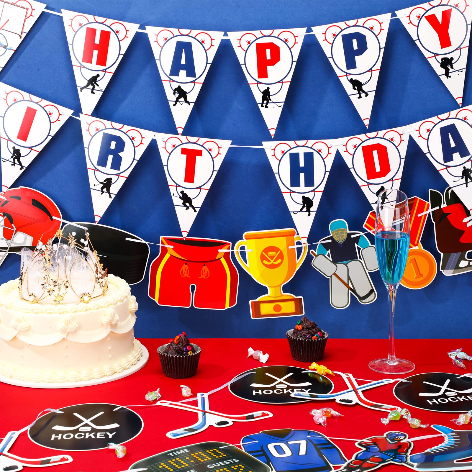 Amazon.com: Outus 5 Pieces Ice Hockey Birthday Banners Party  NHL party theme main image 0