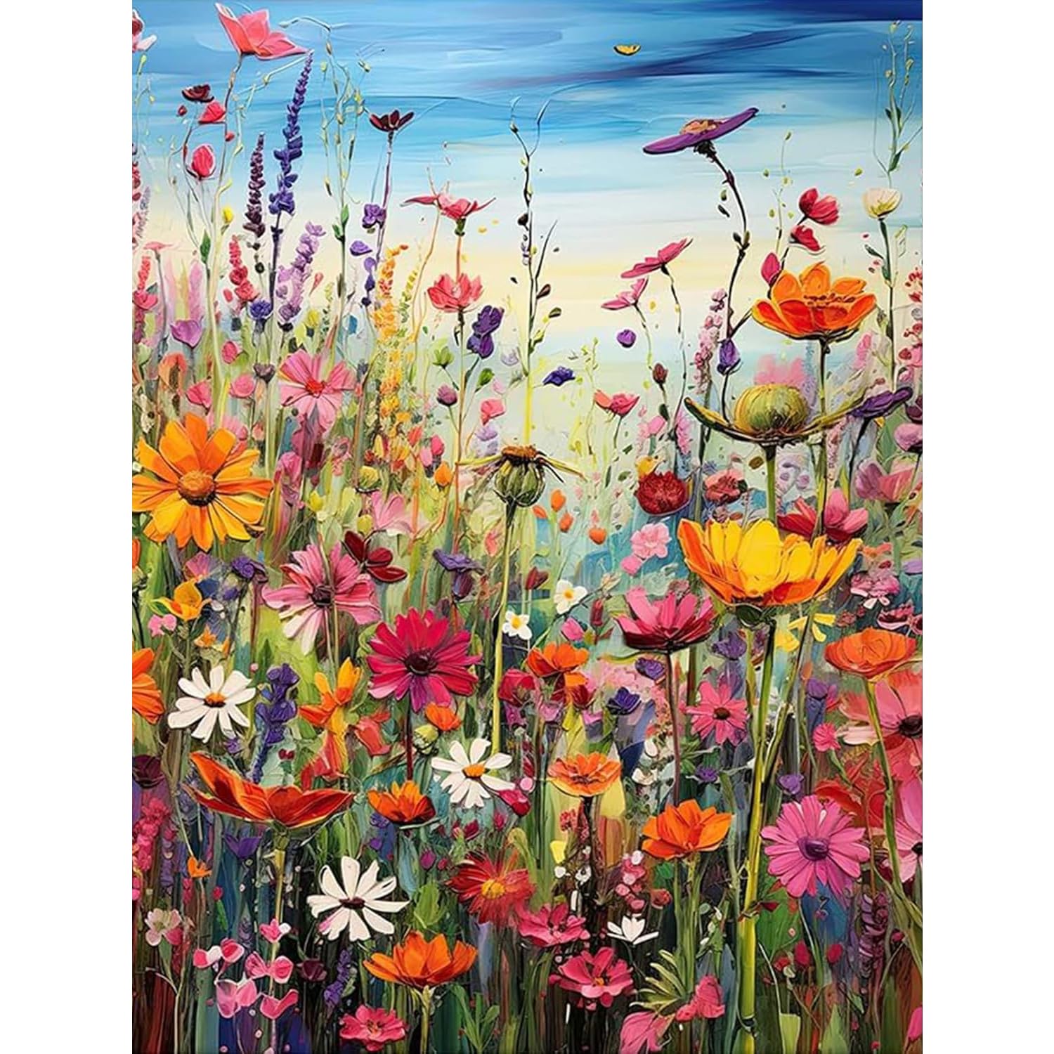 Yaostarart Paint by Numbers for Adults Wild Flowers,Paint by Number Canvas,Flowers Adult Paint by Numbers Canvas Kits,Number Painting Adults Flower for Gifts Home Wall Decor 12x16inch