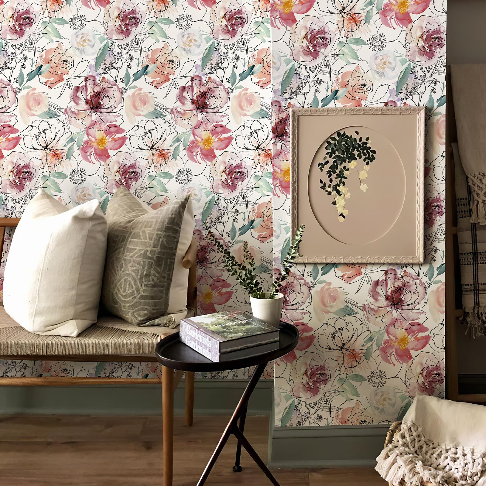 Snapklik.com : JiffDiff Floral Peel And Stick Wallpaper Pink Peony Wall ...