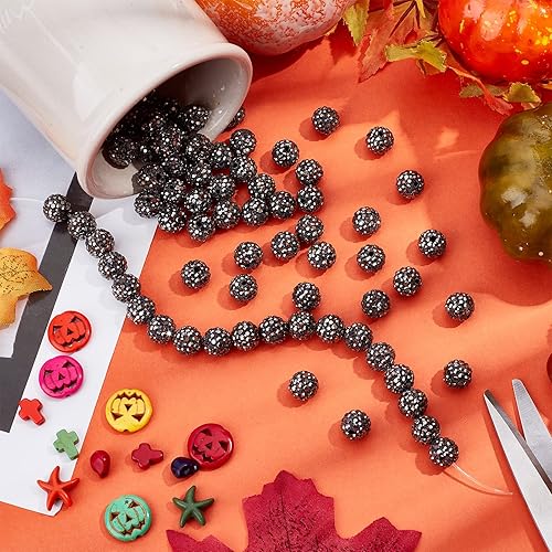 Miniatura 2 de Pandahall - Bolas de arcilla de 10 mm, tipo discoteca con 100 unidades, cuentas de polímero de arcilla con diamantes de imitación, creaciones