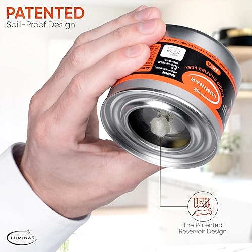 Miniatura 2 de Luminar Latas de combustible de rozaduras con mecha resellable, paquete de 6, 6 horas, quemadores de calidad premium para calentadores de alimentos,