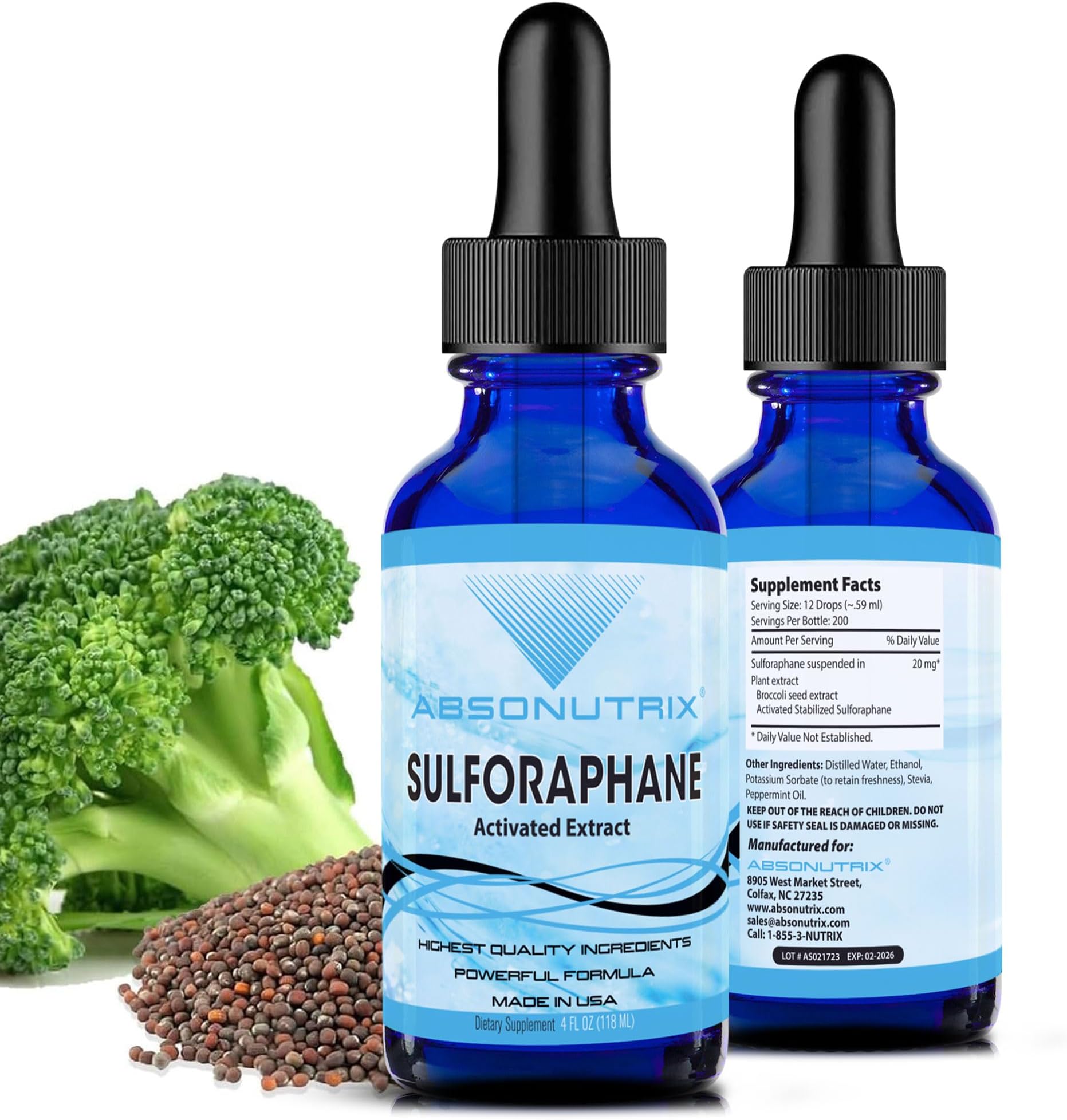 Activated and Stabilized Sulforaphane, 20 mg, 200 Servings, Helps Cognitive Function, Helps Slow Down Aging, Third Party Tested, Easy Absorption, GMP-Certified, Non-GMO, Made in USA,