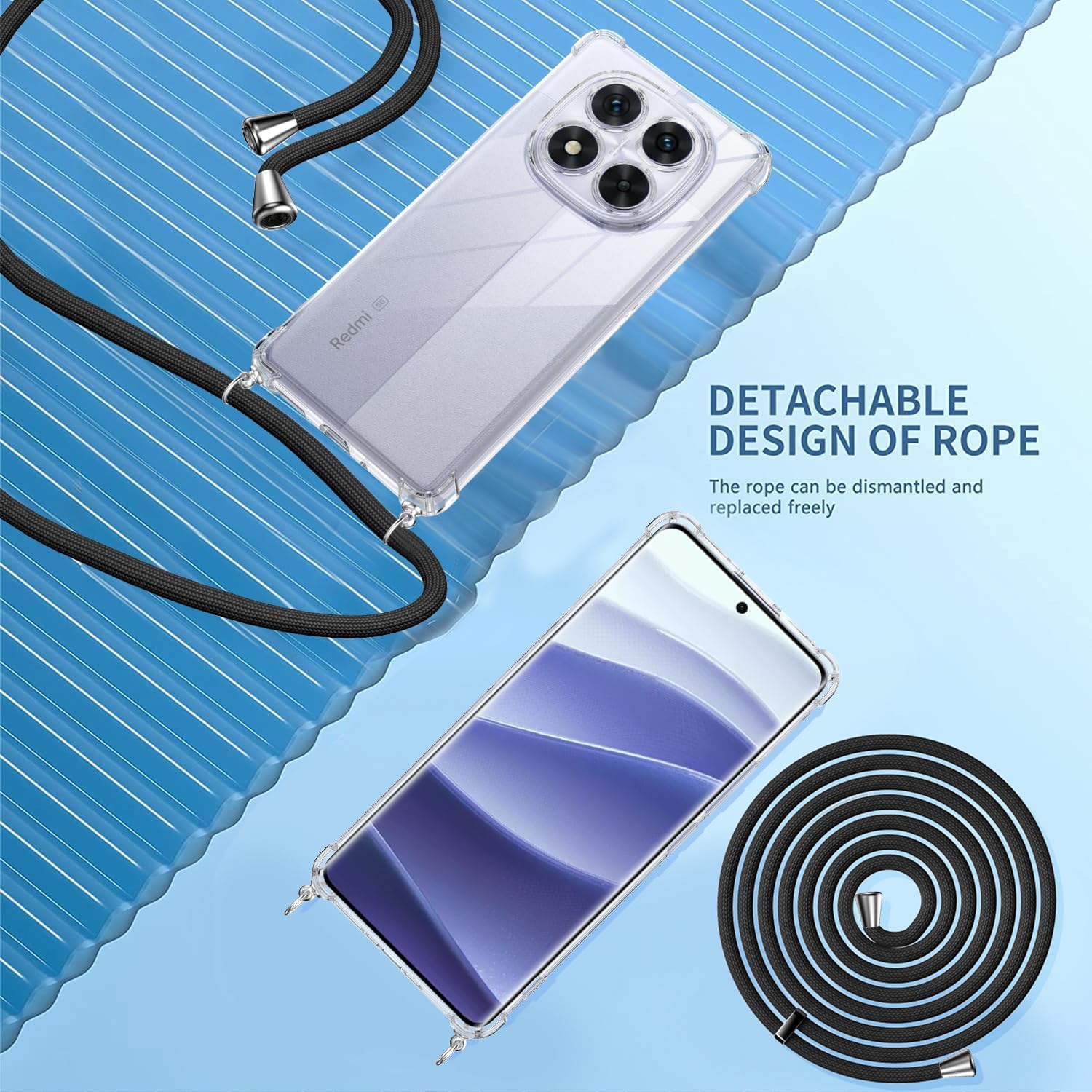 Handyhülle Mit Kette Für Xiaomi Redmi Note 12 Pro 4G – Transparent, Stoßfest, Inkl. Displayschutzfolie