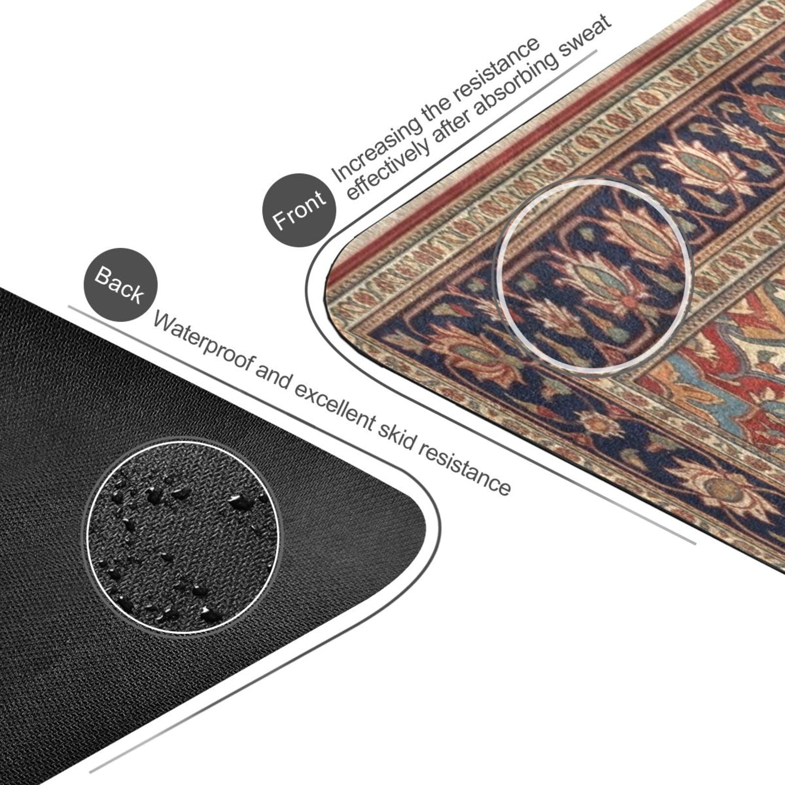 Kigai Tapis de yoga rouge motif persan tapis de fitness respectueux de l'environnement antidérapant portable pliable tapis d'entraînement au sol pour pilates maison gym exercice plage 179,8 x 66 cm