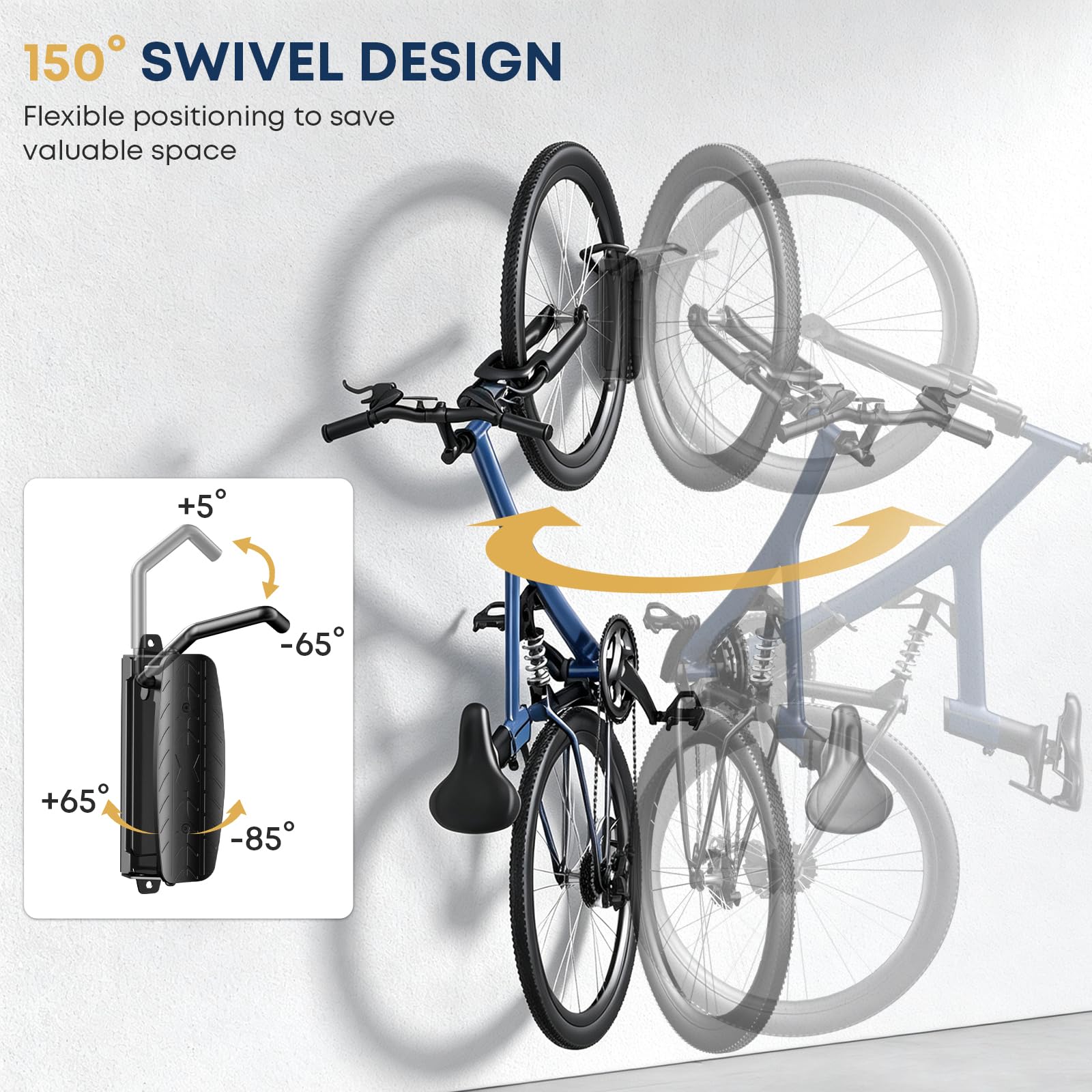 Uchwyt ścienny rowerowy, 2 sztuki, 30 kg, obrót o 150°
