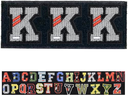 Miniatura 10 de Paquete de letras inglesas A-Z Parche táctico de moral, parche de gancho y bucle, juego de insignias bordadas del ejército, mochila, sombrero,