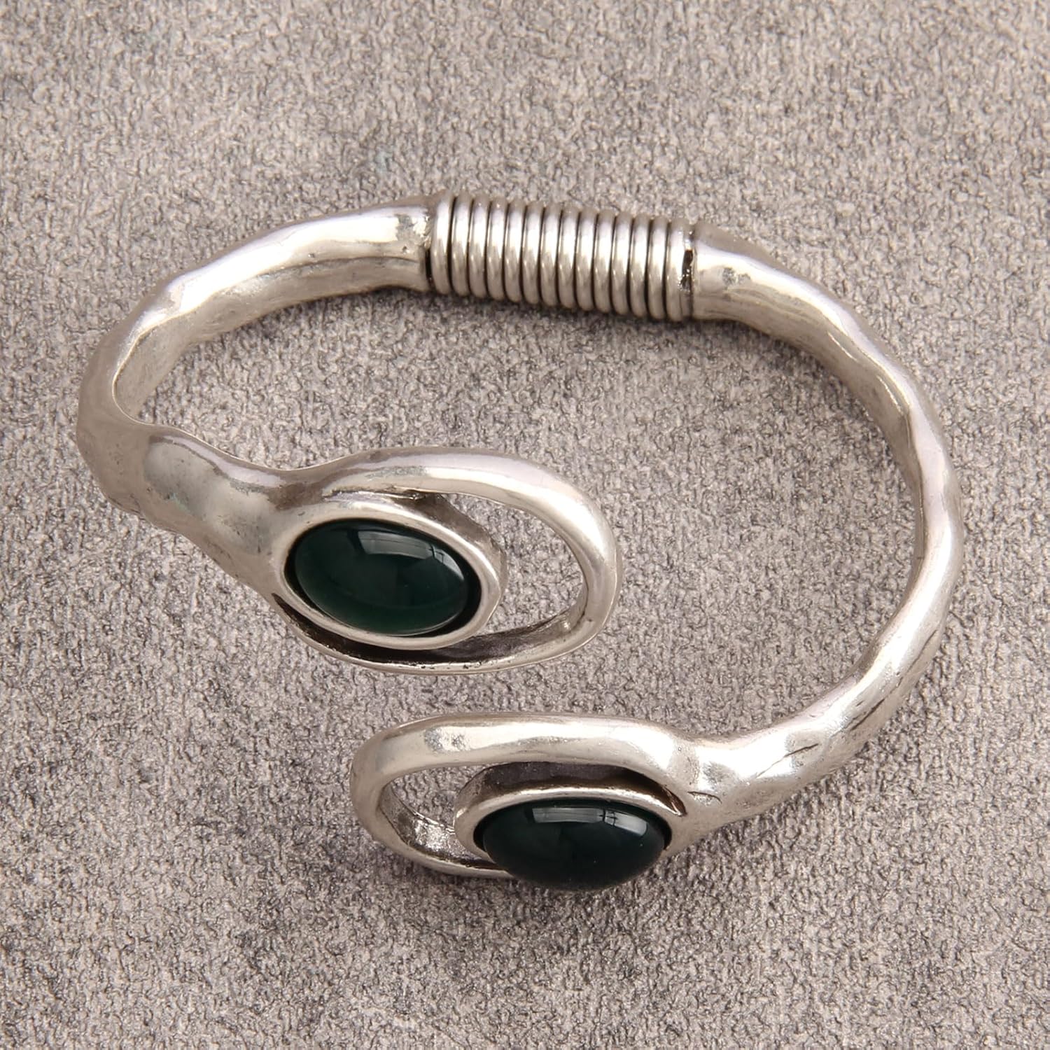 Gold Cuff Bracelet for Women Silver Beaded Bracelets Open Bangle Stackable Stretch Bead Bracelet Boho Jewelry Gifts for Wife Couple - Image 5