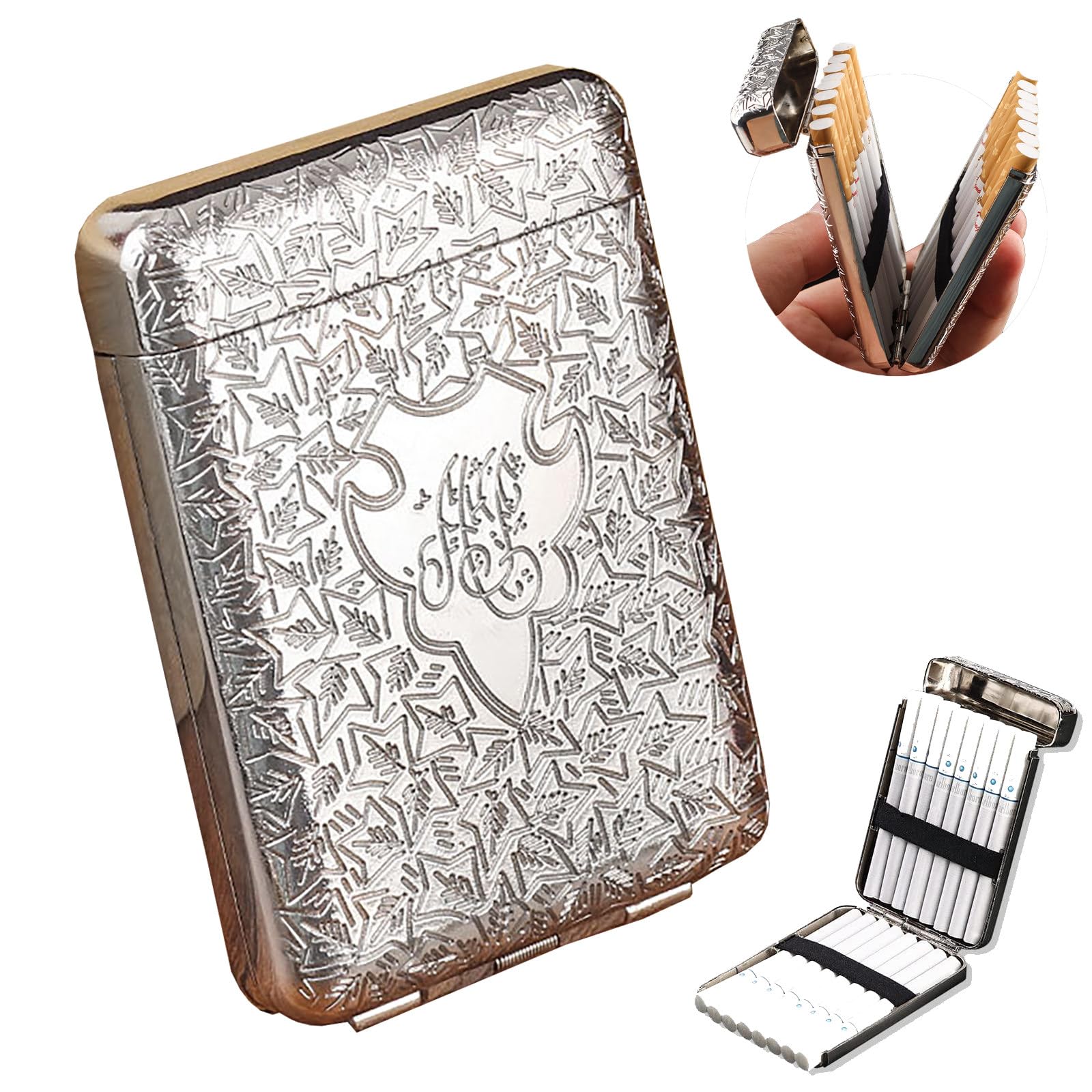 GCLCPAEN Retro Cigarette Case,Three-Opening Cigarette Box,16 Coarse Cigarettes,Up To 84mm,Retro And Stylish,Portable Waterproof,Unisex,Security Wallet A