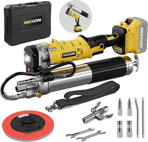 NEXON High-Efficiency 5.3 oz/min 12,000 PSI Electric Grease Gun Kit for Dewalt 20V Battery, Efficient for Farmers, Equipment Operators and Homeowners,with Grease Gun Coupler(Not Include Battery)