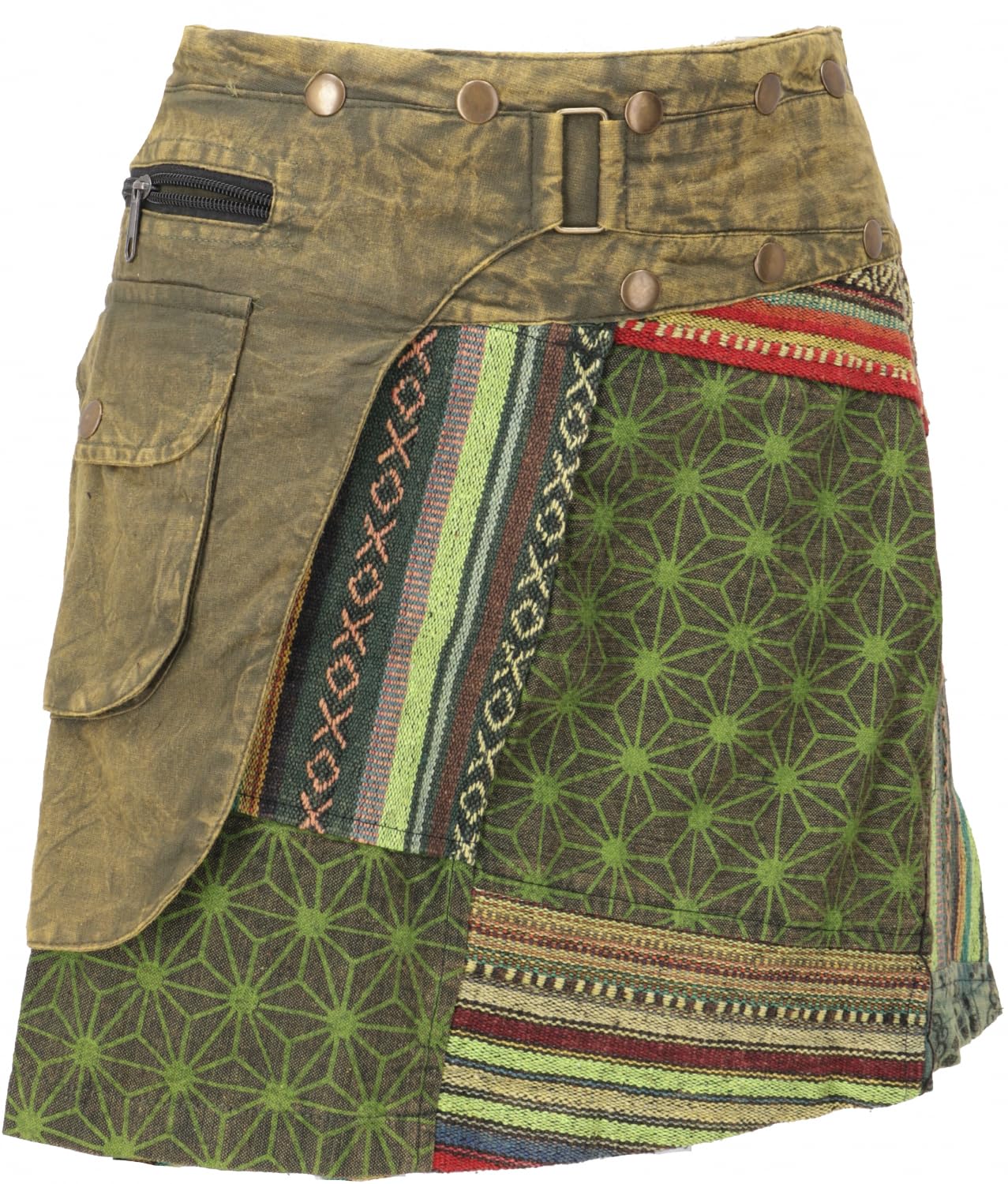 Wickelrock, kurzer Rock, Stonewash Patchworkrock, Damen