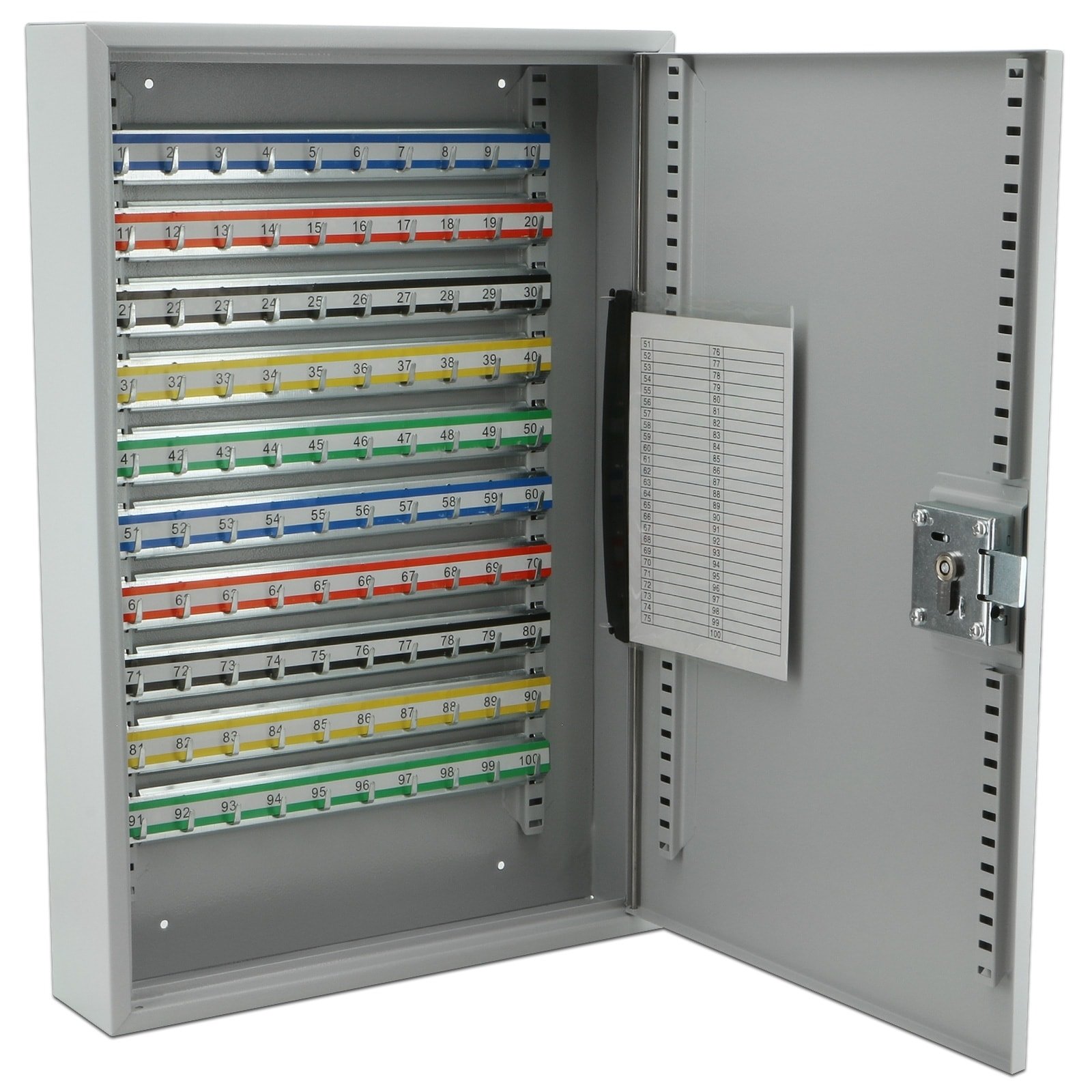 BASI Armoire à clés SS 100 PZ 2171-0150 - Nombre de Crochets : 150 - Gris (boîtier en métal) - Multicolore