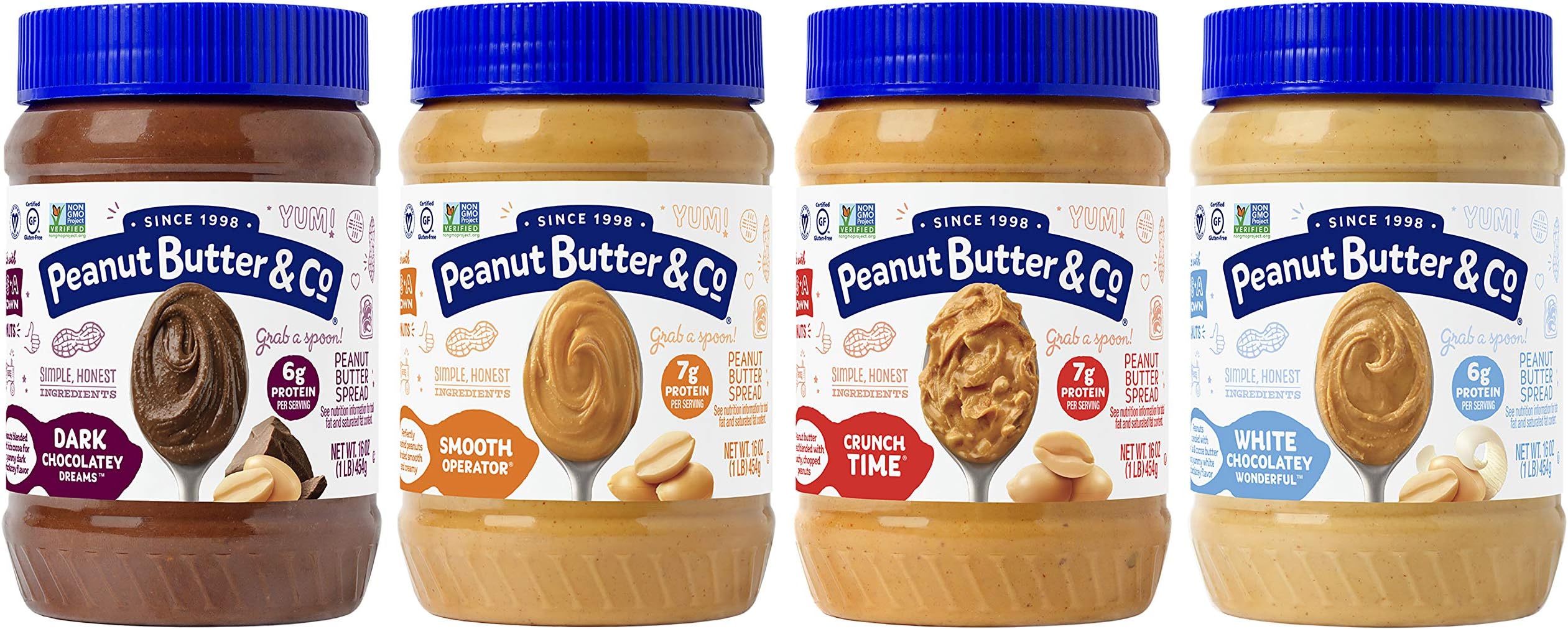 Peanut Butter & Co. Variety Pack, Non-GMO Project Verified, Gluten Free, Vegan, 16 Ounce (Pack of 4)