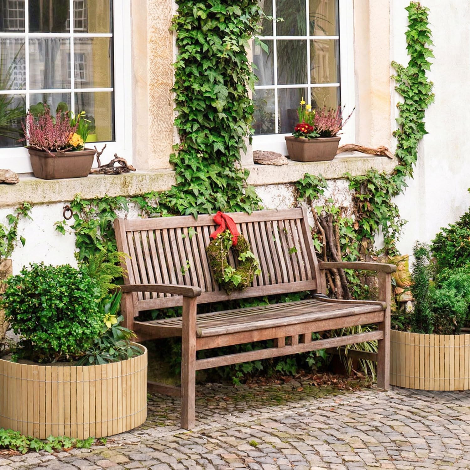 UrFence 300x20 Valla de Bambú Enrollable - Borduras para Jardín - Cercado Flexible - Delimitadores de Bordes para Jardín - Valla Madera - Separadores para Terreno - Delimitador Exterior