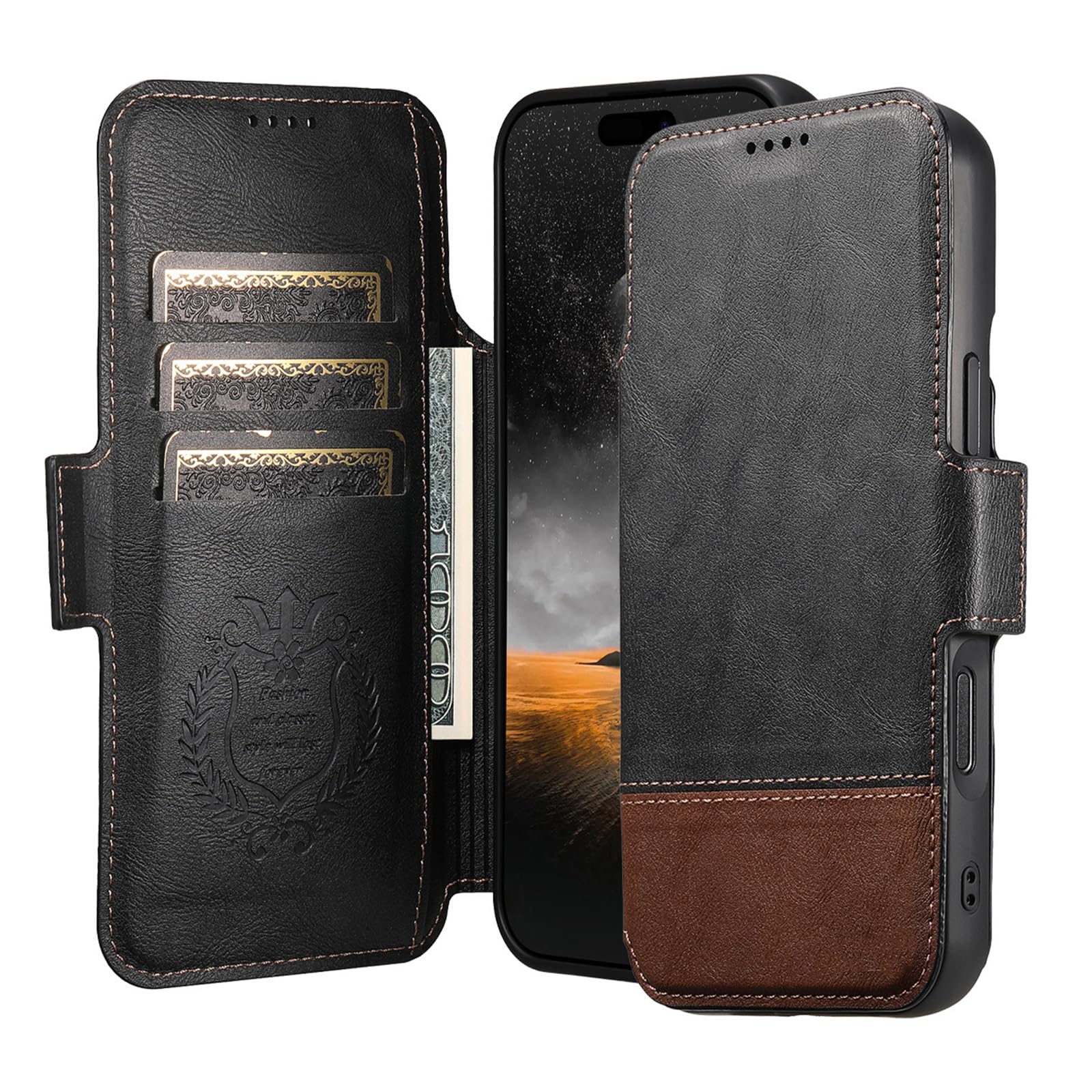Étui Portefeuille Pour Iphone 18 Pro Max/18 Pro, Magnétique Amovible Rabat
