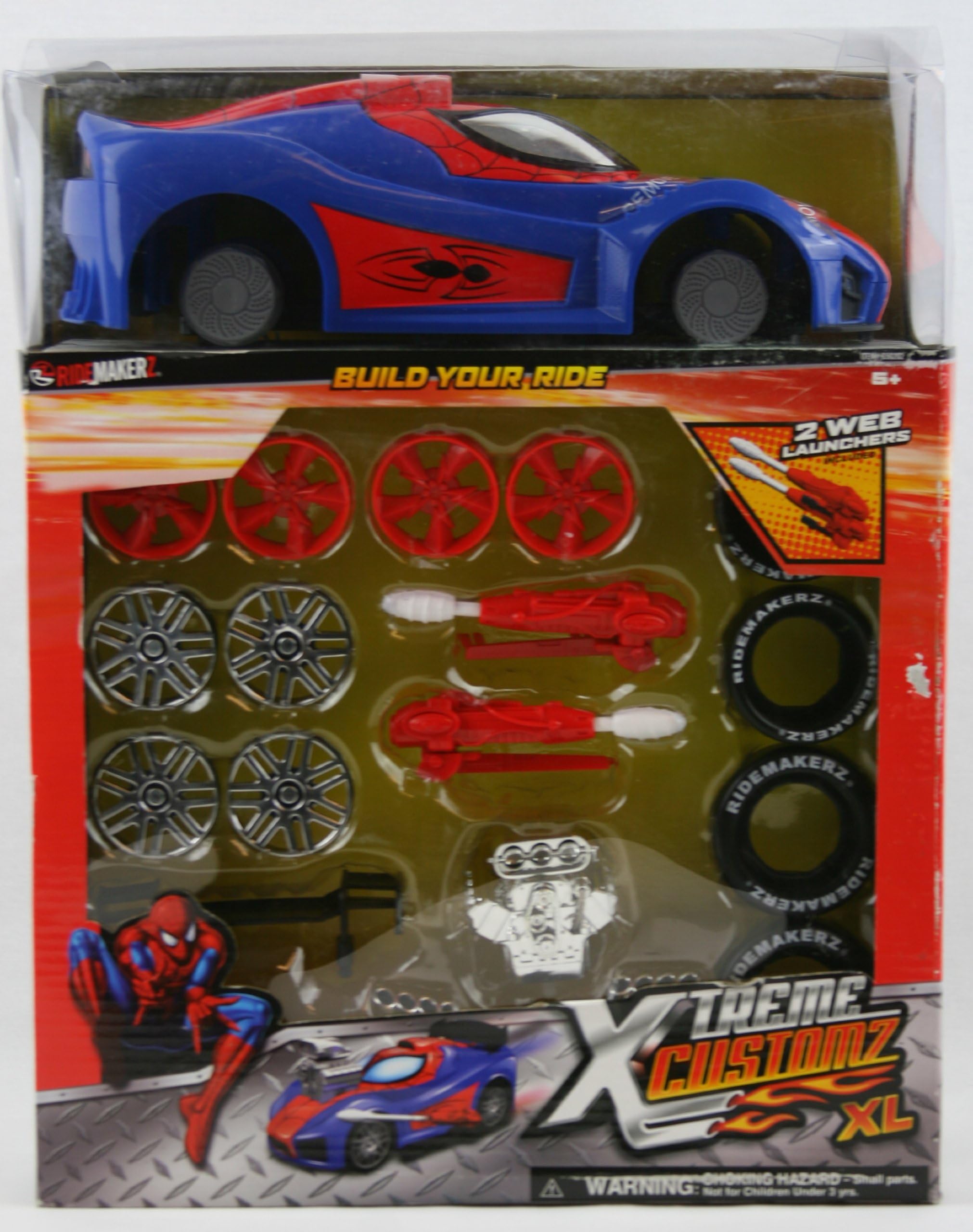 RIDEMAKERZ Xtreme CUSTOMZ XL Spiderman Hero Kit, Blue/Red, Large Kit with 2 Engines