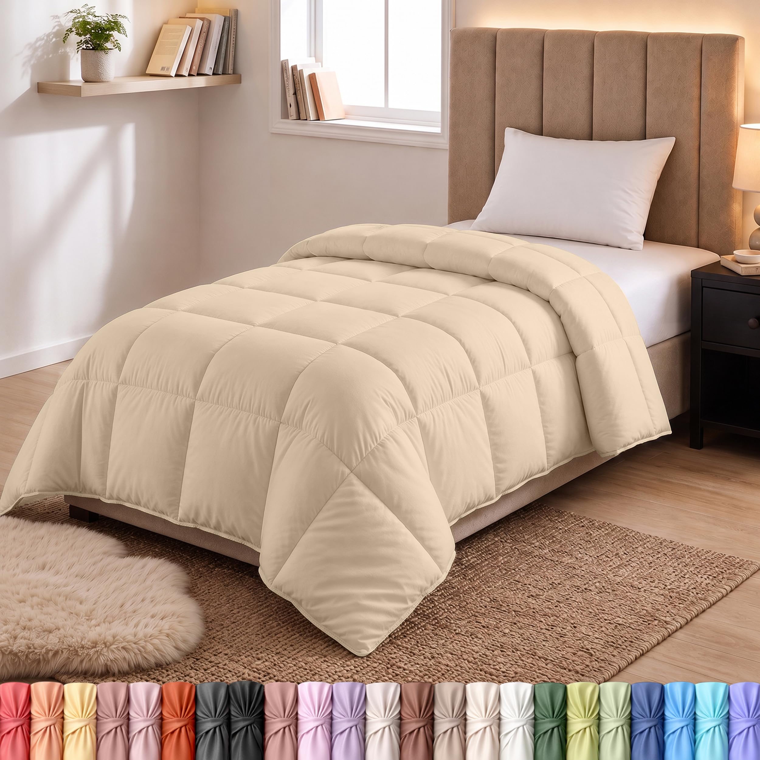 Utopia Bedding Duvet Insert, Twin Comforter 64 x 88 Inches, Beige