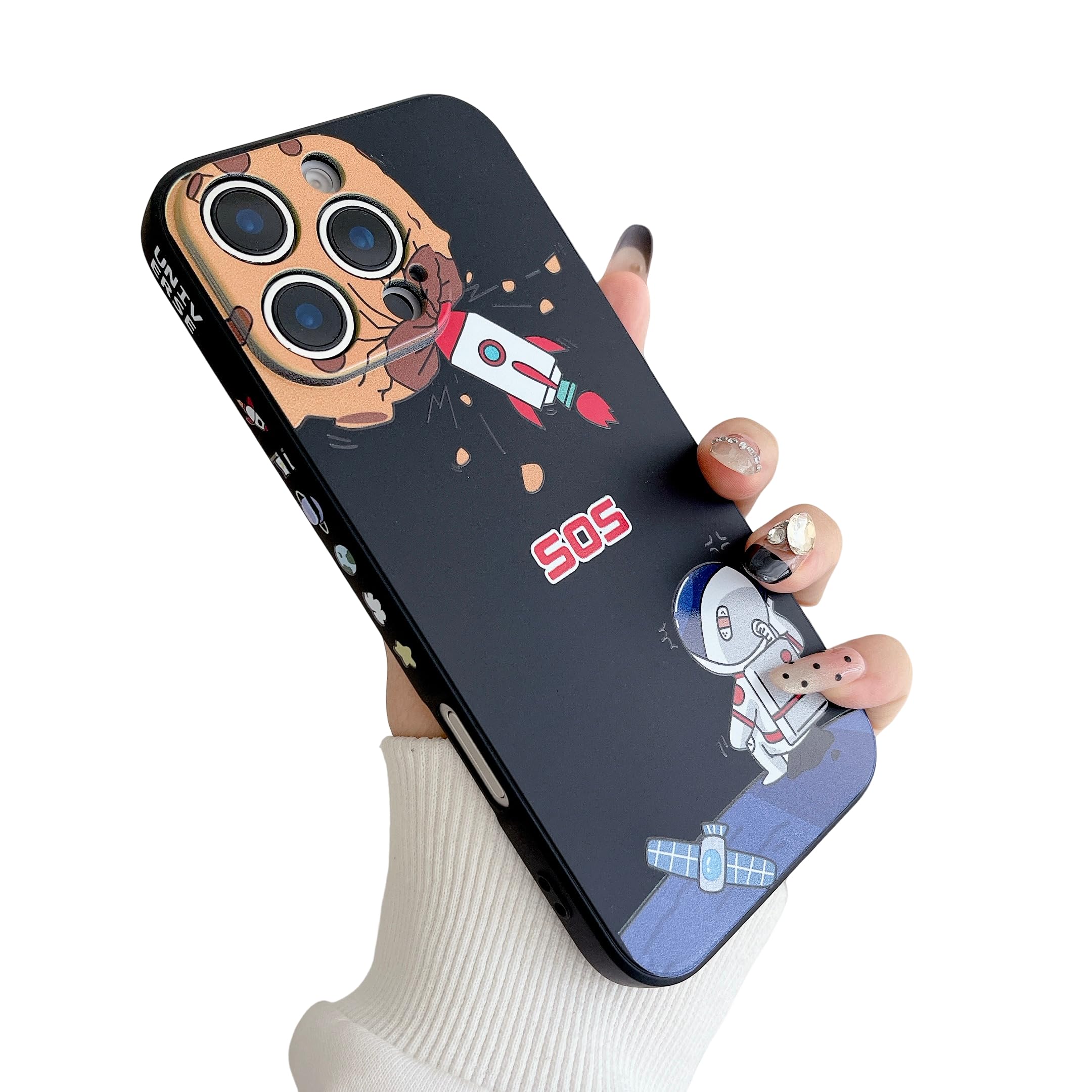 Yonds Queen Bonita funda para iPhone 15 Pro Max, diseño de astronauta espacial planeta espacial cohete funda protectora de TPU suave a prueba de golpes (iPhone 15 Pro Max, cohete)
