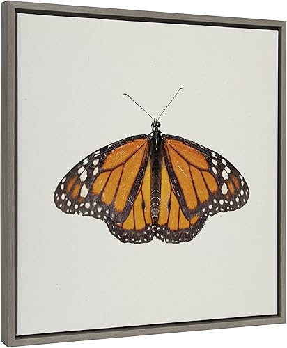 Miniatura 6 de Kate and Laurel Sylvie - Lienzo texturizado de lino con textura de mariposa monarca por Robert Cadloff de Bomobob, 22 x 22 pulgadas, gris, arte