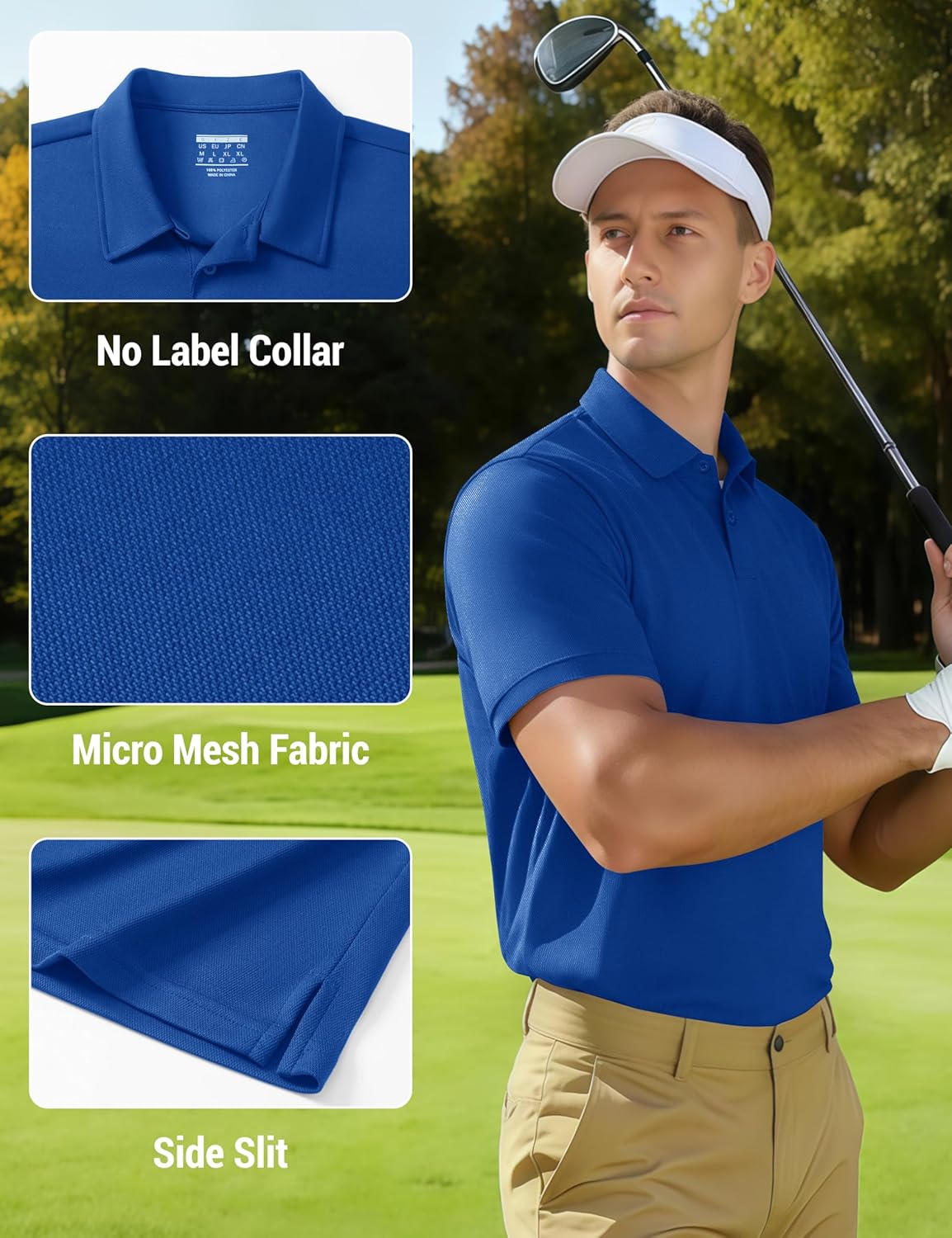 Cavva Men's Polo Shirts Short Sleeve Performance Quick Dry Moisture Wicking Collared Shirt for Golf Fishing - Image 5