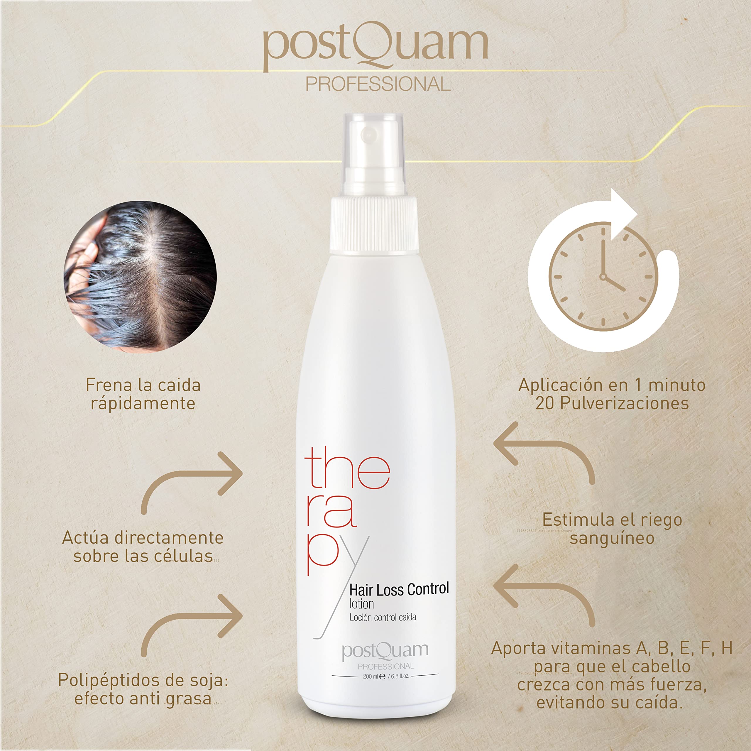 PostQuam - Locion Para la Caida del Cabello | Estimula el Crecimiento Capilar y Fortalece el Cuero Cabelludo - Bote de 200 ml