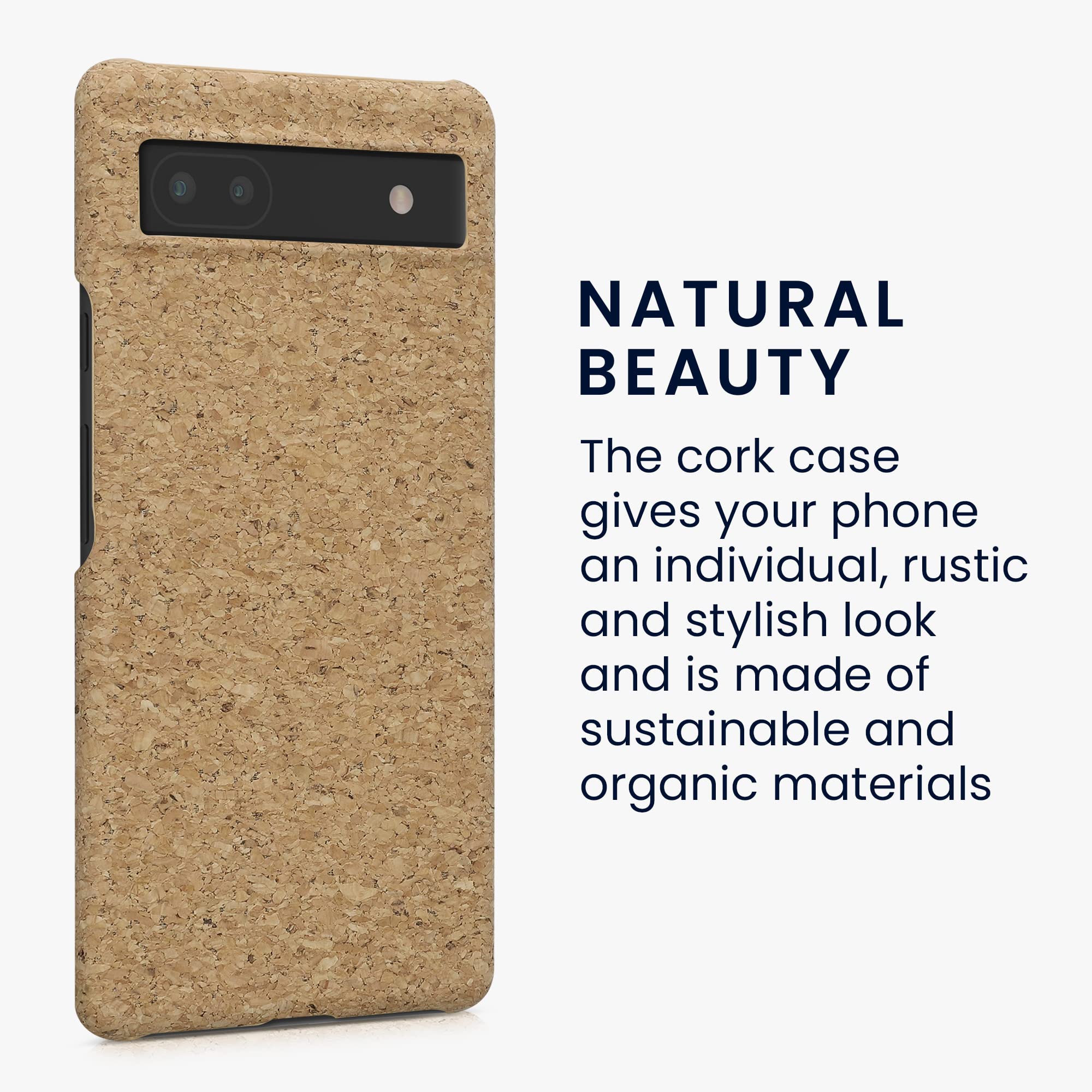 Kwmobile Custodia In Sughero Per Google Pixel 7a – Cover Rigida E Leggera, Naturale, Antigraffio Con Finitura Unica Marrone Chiaro - 5