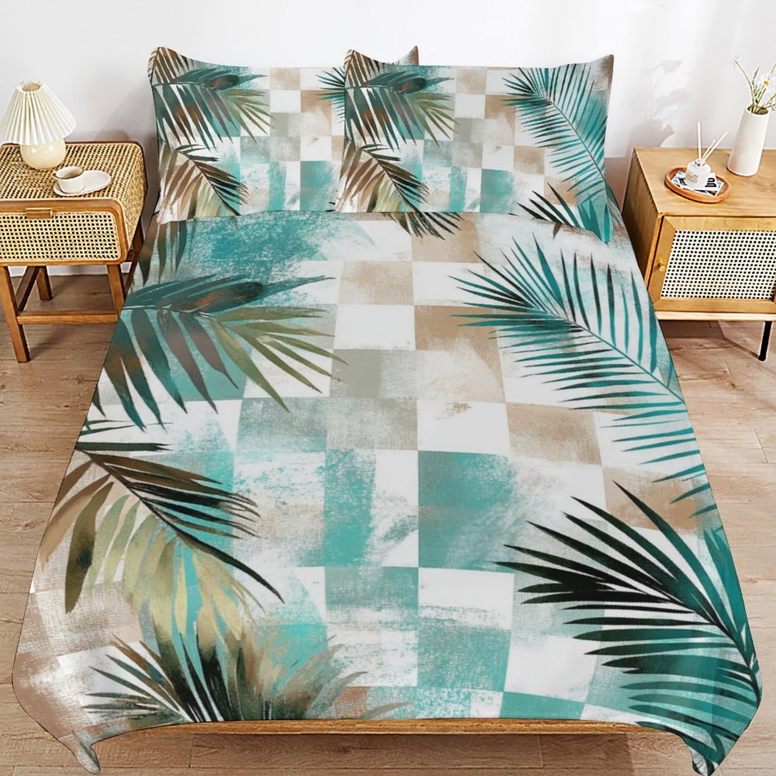 Parure de lit hawaïenne en microfibre douce avec 2 taies d'oreiller