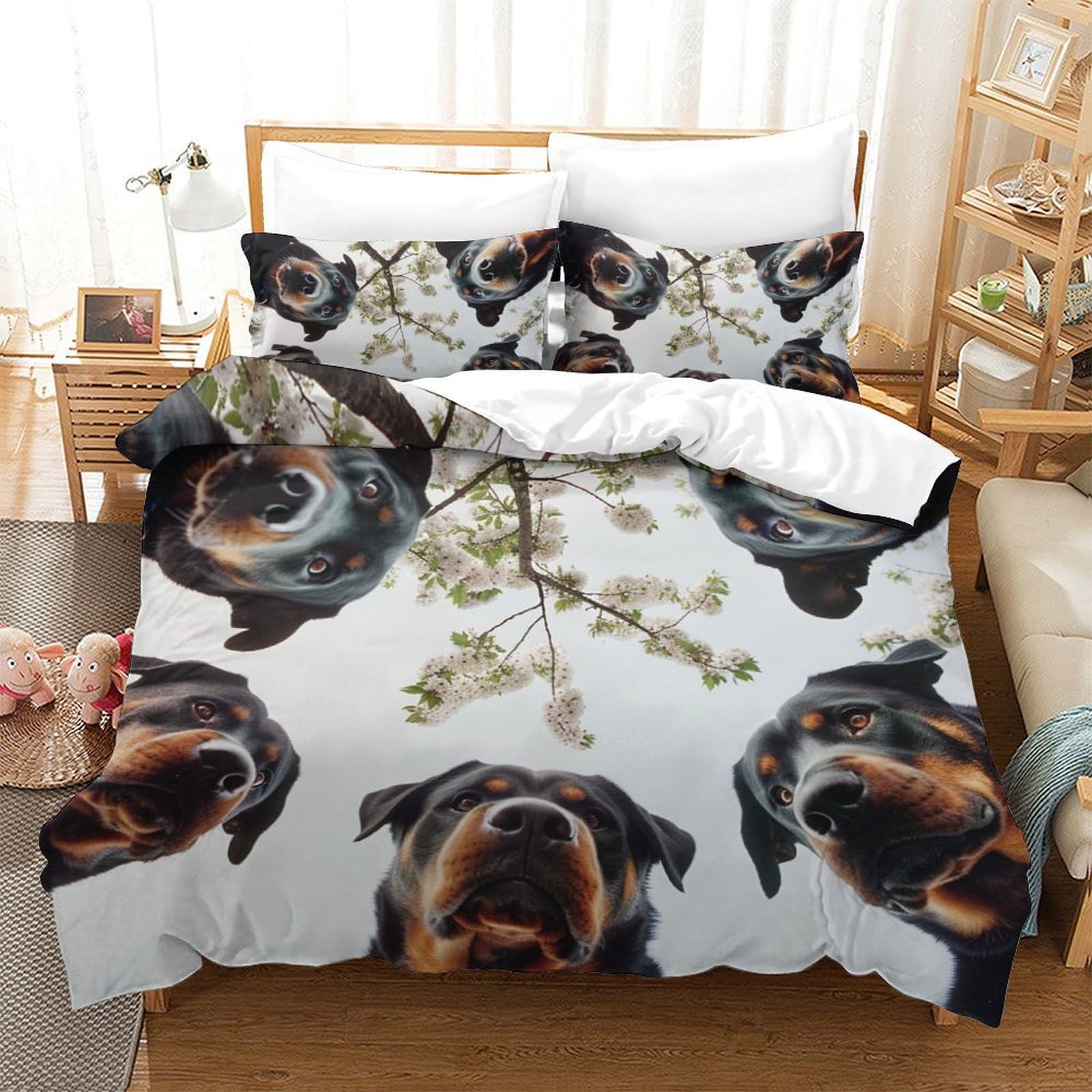 Housse de couette respirante anti-transpiration King 220x240 chien 3D