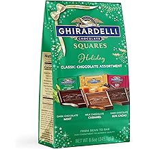 GHIRARDELLI Holiday Classic Chocolate Assortment SQUARES &ndash; Limited Edition Milk &amp; Dark Chocolate Candy with Caramel and Mint Flavors, Individually Wrapped, 8.6 oz Bag