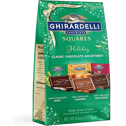 GHIRARDELLI Holiday Classic Chocolate Assortment Squares, 8.6 oz Bag