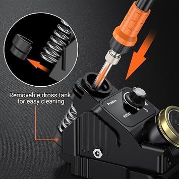 Preciva Cordless Soldering Station for Dewalt 20V Max Battery, 5 Soldering Iron Tips, 1-8 minutes Auto Sleep, Heat Control up to 896F, oC/oF Conversion, Removable Dross Pool (Battery Not Included)