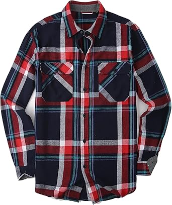 Alex Vando Mens Button Down Shirts Regular Fit Long Sleeve Casual Plaid Flannel Shirt