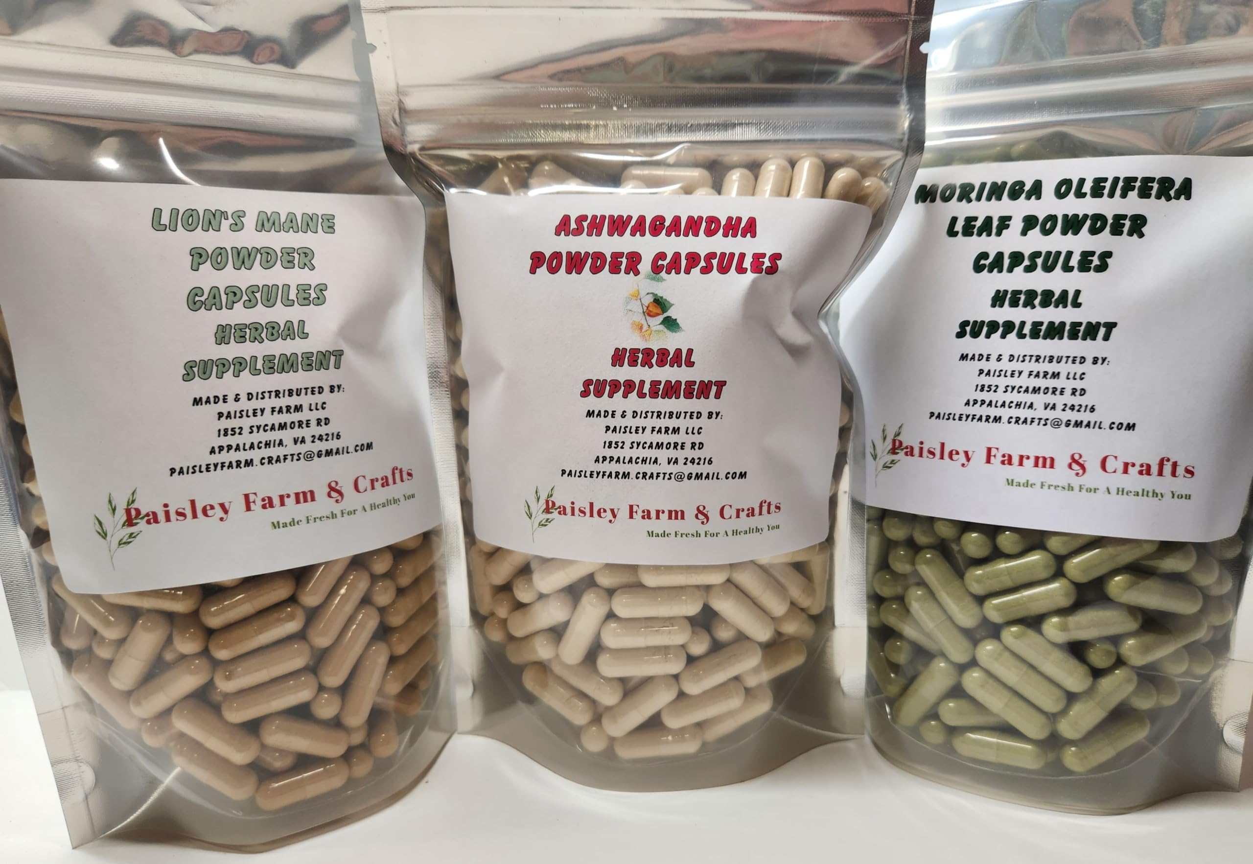 Triple Value Pk - Ashwagandha, Moringa Leaf and Lions Mane [Fruiting Body] Capsules 300 Each