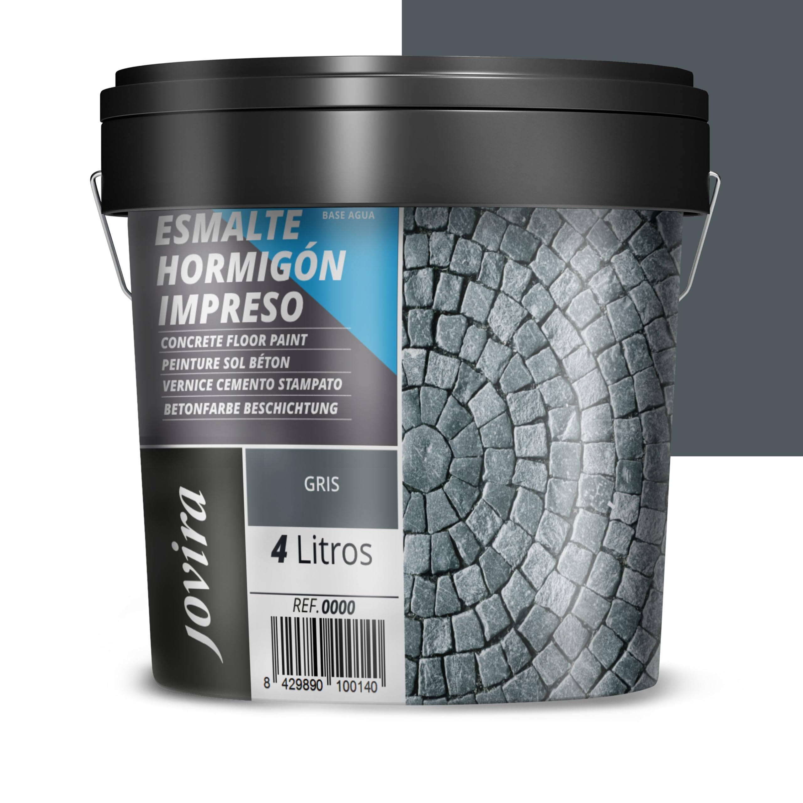 JOVIRA PINTURAS Resina-Esmalte Hormigón Impreso. Resina renovadora para pavimentos de hormigón. (4 Litros, Gris) D-21