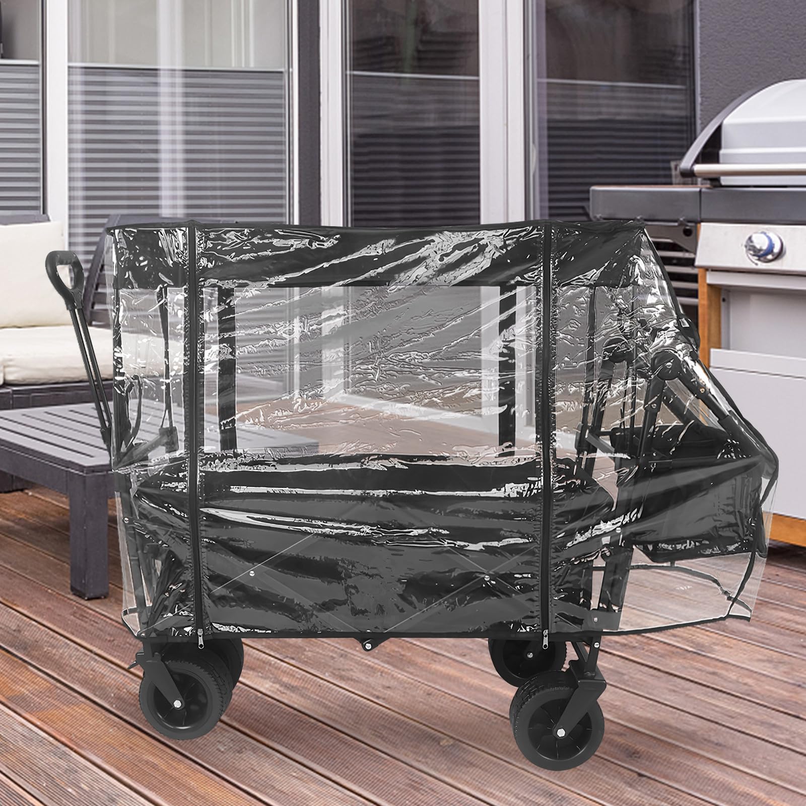 Regenschutz aus PVC für Gartenwagen und Campingwagen Verschleißfest und UV Beständig Transparente Wagenabdeckung für Outdoor und Camping