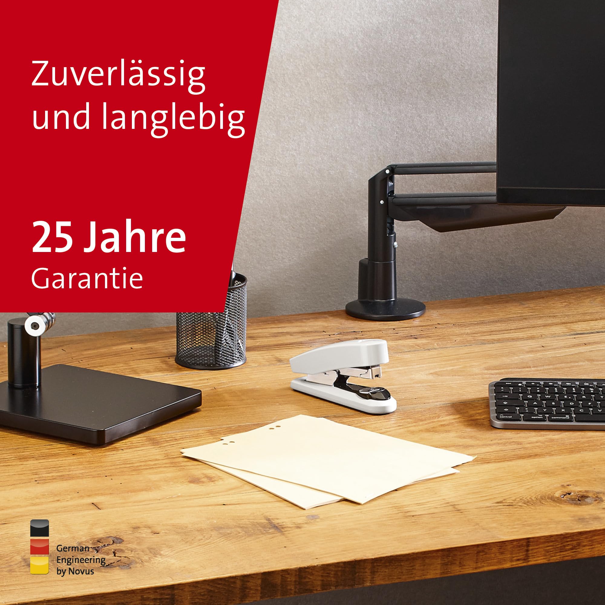 Novus B 4 FC Heftgerät (50 Blatt, Flachheftung, inkl. 200 Heftklammern) grau