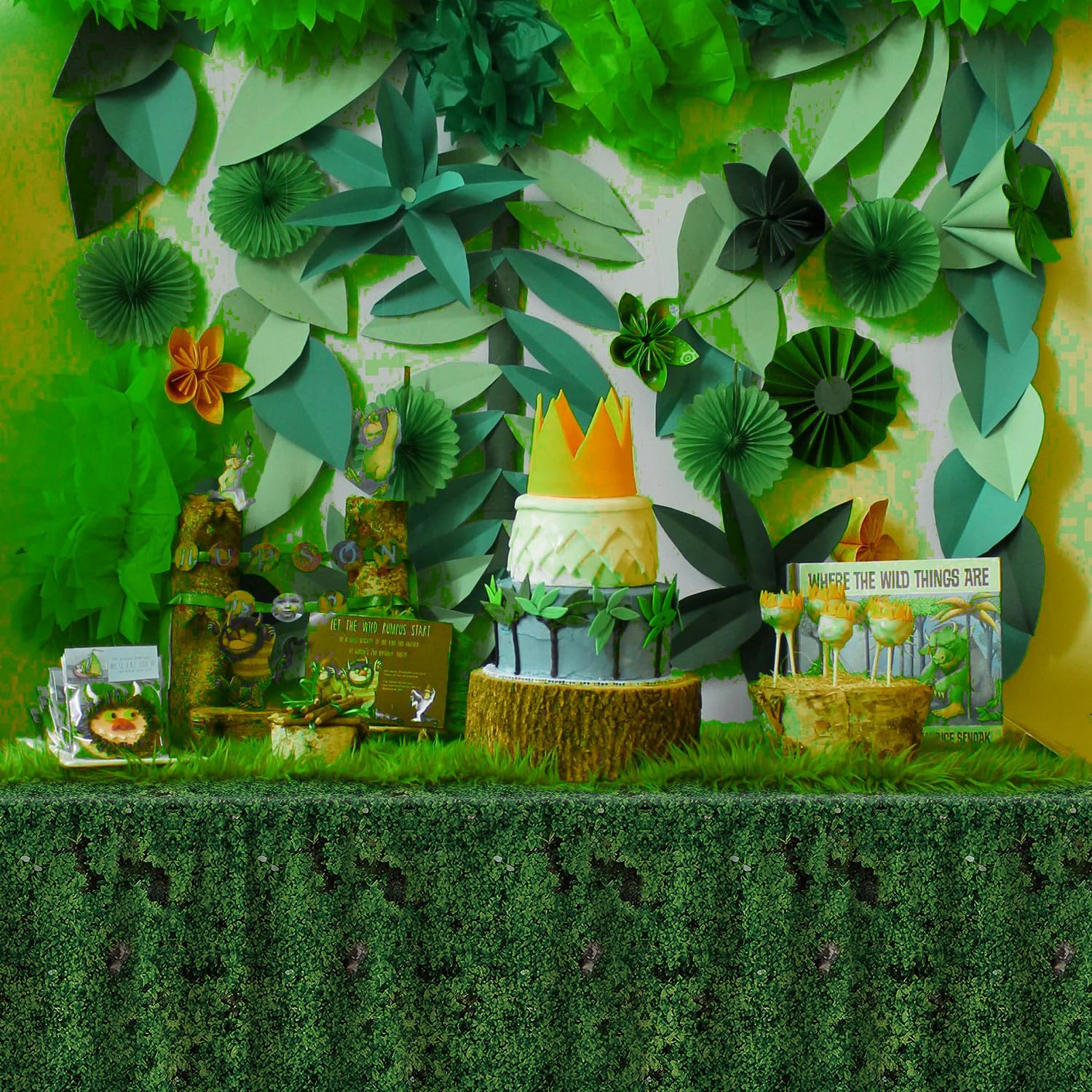 4 Pcs Green Moss Tablecloth Green Leaves Tablecloth Grass Tablecloths Plastic Forest Jungle Table Cover Plants Nature Themed Party Table Decor Forest Party Decorations Moss Theme Supplies 86 x 51 Inch - Image 4