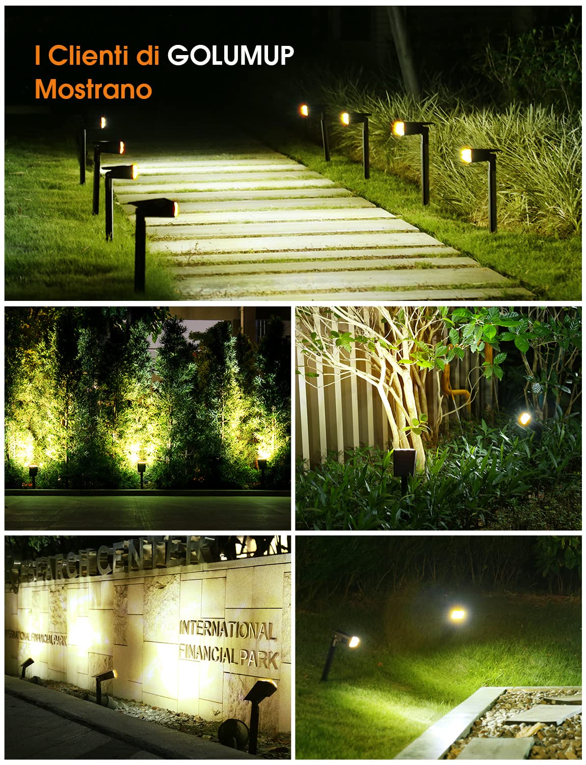 GOLUMUP Luci Solari da Esterno, 36 LED Faretti Solari da Giardino, Cortile, Vialetto, Piscina e Campeggio Impermeabile IP67 - Bianco Caldo (6 Pezzi)