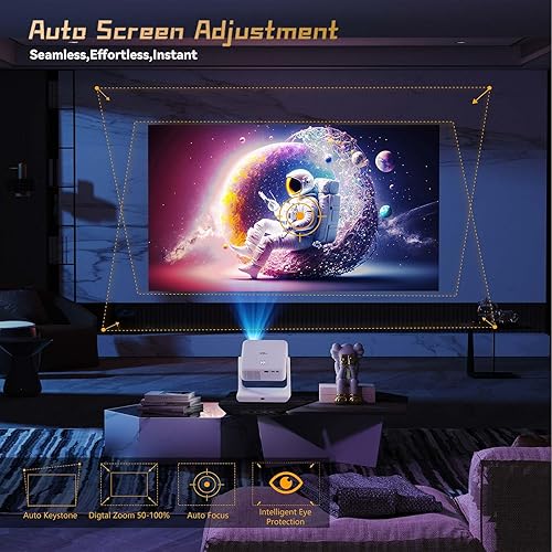 Miniatura 4 de [Aplicaciones integradas/Native 1080P] Proyector portátil D1 con WiFi y Bluetooth, compatible con proyector de películas inteligentes 4K para