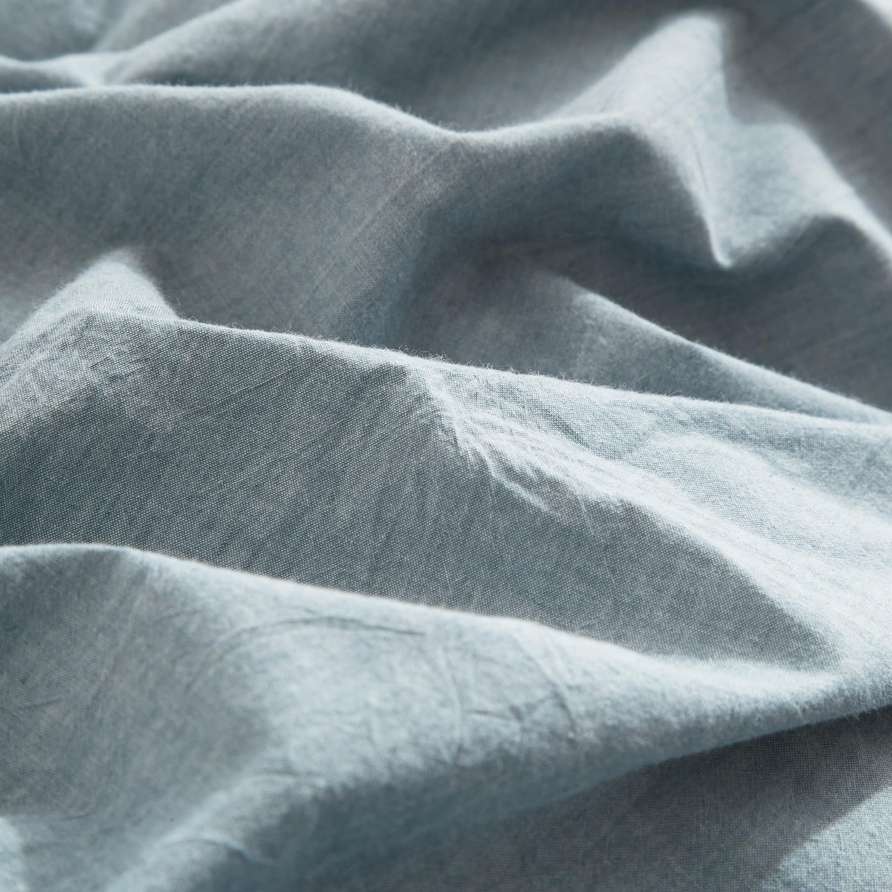 Copripiumino Mezza Lino 140 x 200 Blu - Set da letto misto morbido e traspirante e morbido, in cotone, biancheria da letto singolo, con cerniera e federa 65 x 65 cm