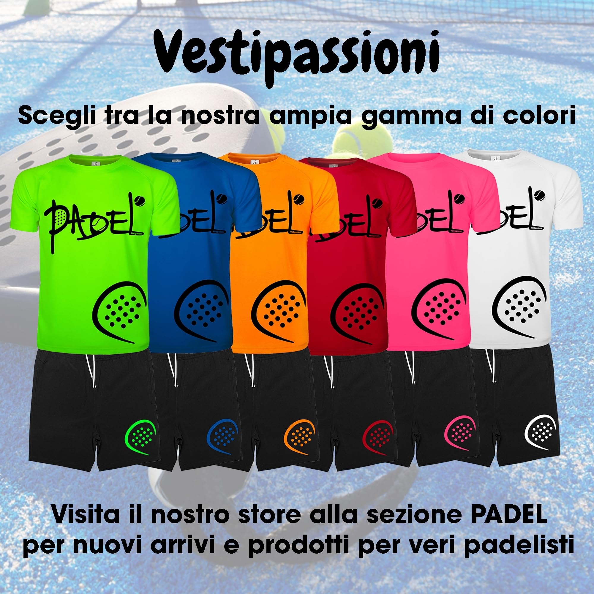 Completo Padel Uomo Personalizzabile Traspirante composto da Maglia e Pantaloncini Con Tasche, Abbigliamento Padel Made In Italy