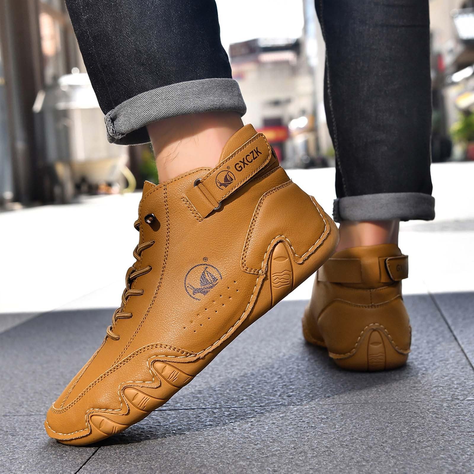 WWricotta Botines de Estilo Profesional, caña Alta, Informal, Tallas Grandes, Ideales para Uso Diario con una construcción Duradera, Hombre, cómodos y Resistentes_2