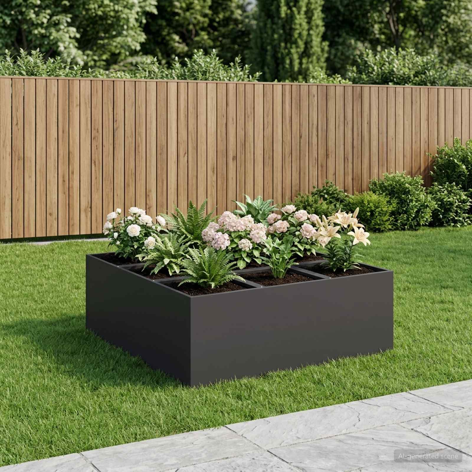 Generico Vaso da Giardino Nero 100 x 100 x 30 cm,8005743