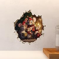 Vista 5 de Calcomanía navideña con agujero de ratón, diseño de ratones Holidy con efecto 3D