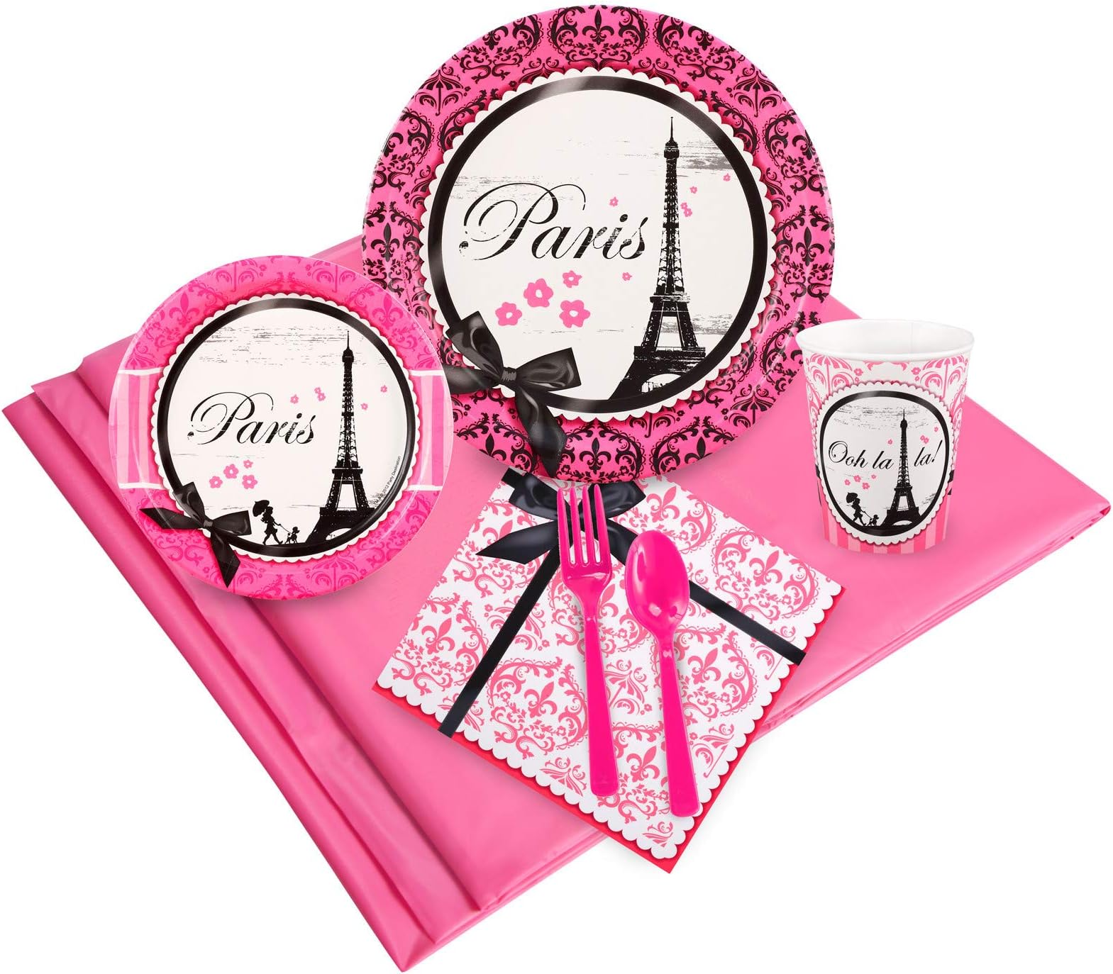 BirthdayExpress Paris Eiffel Tower Damask Party Supplies - Party Pack for 24