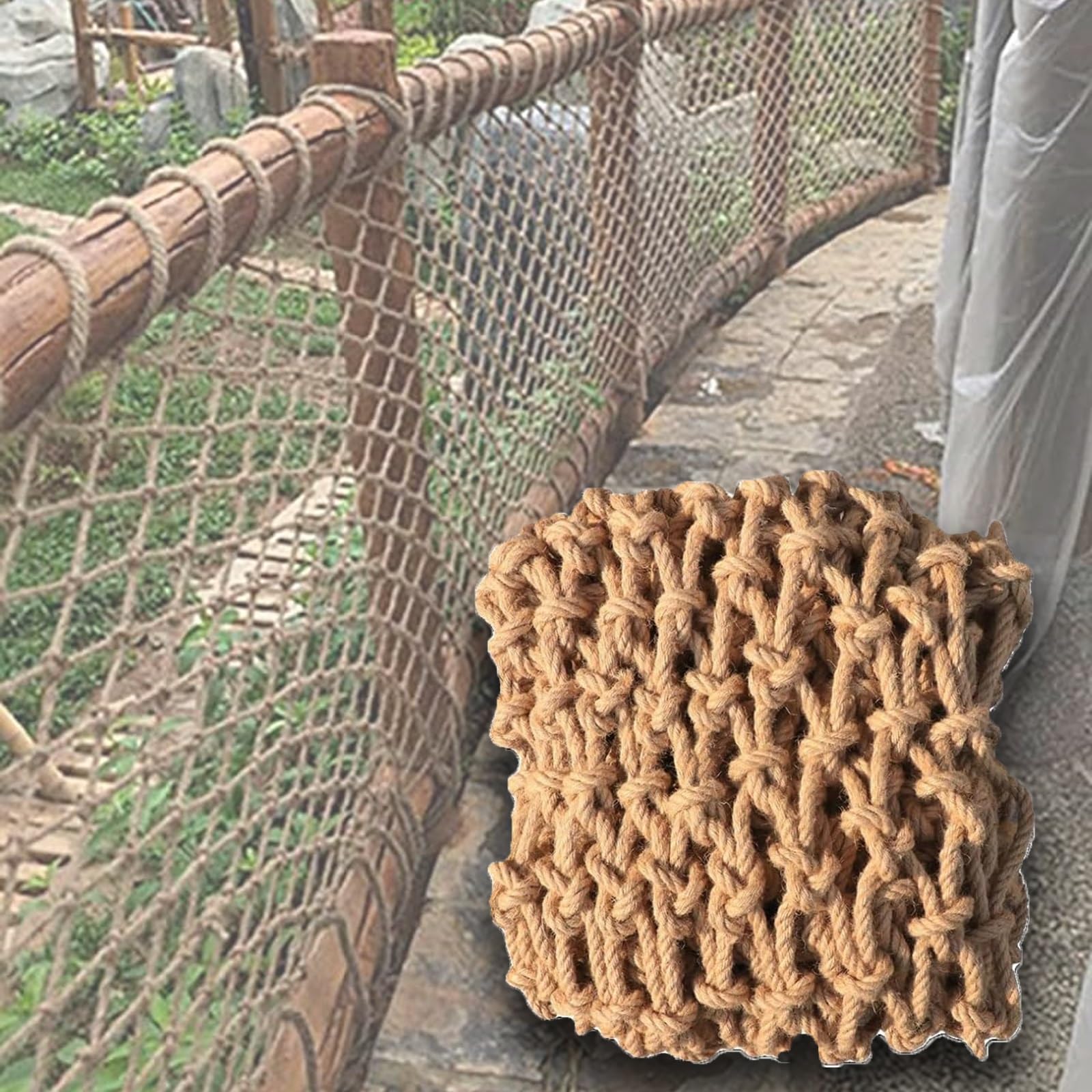 Gjzqdkx Jute Hemp Rope Net 7X30ft Climbing Safety Net For Indoor & Outdoor Use, Balcony & Playground Rope Fence, Decorative Wall Hanging For Home & Bedroom Accessories