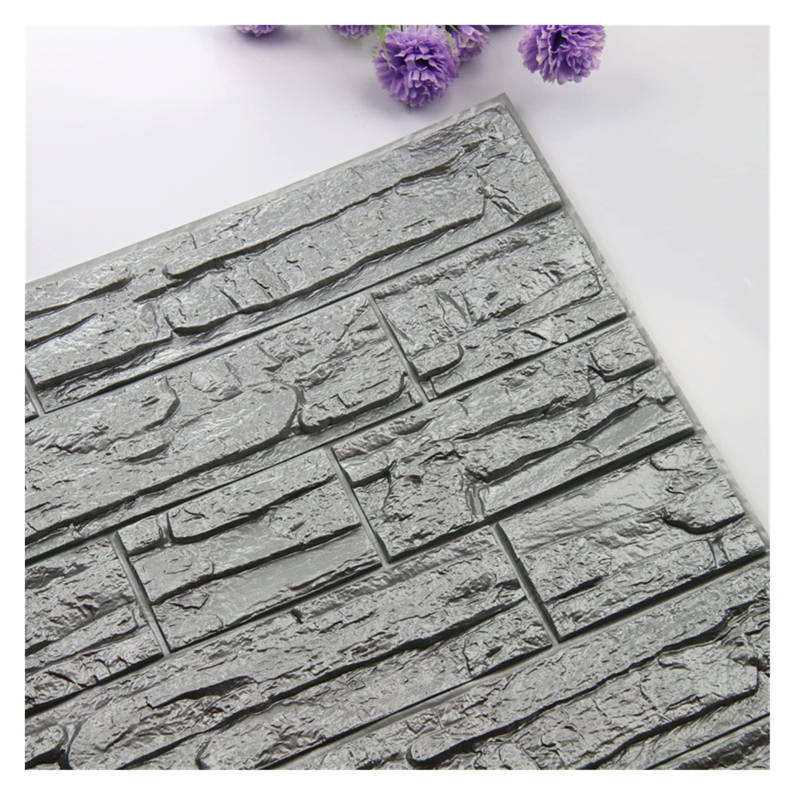 Paneles Pared 6pcs Bricolaje Autoadhesivo 3D pegatinas de pared dormitorio impermeable espuma sala ladrillos papel tapiz decoración casa viva for niños(Silver)