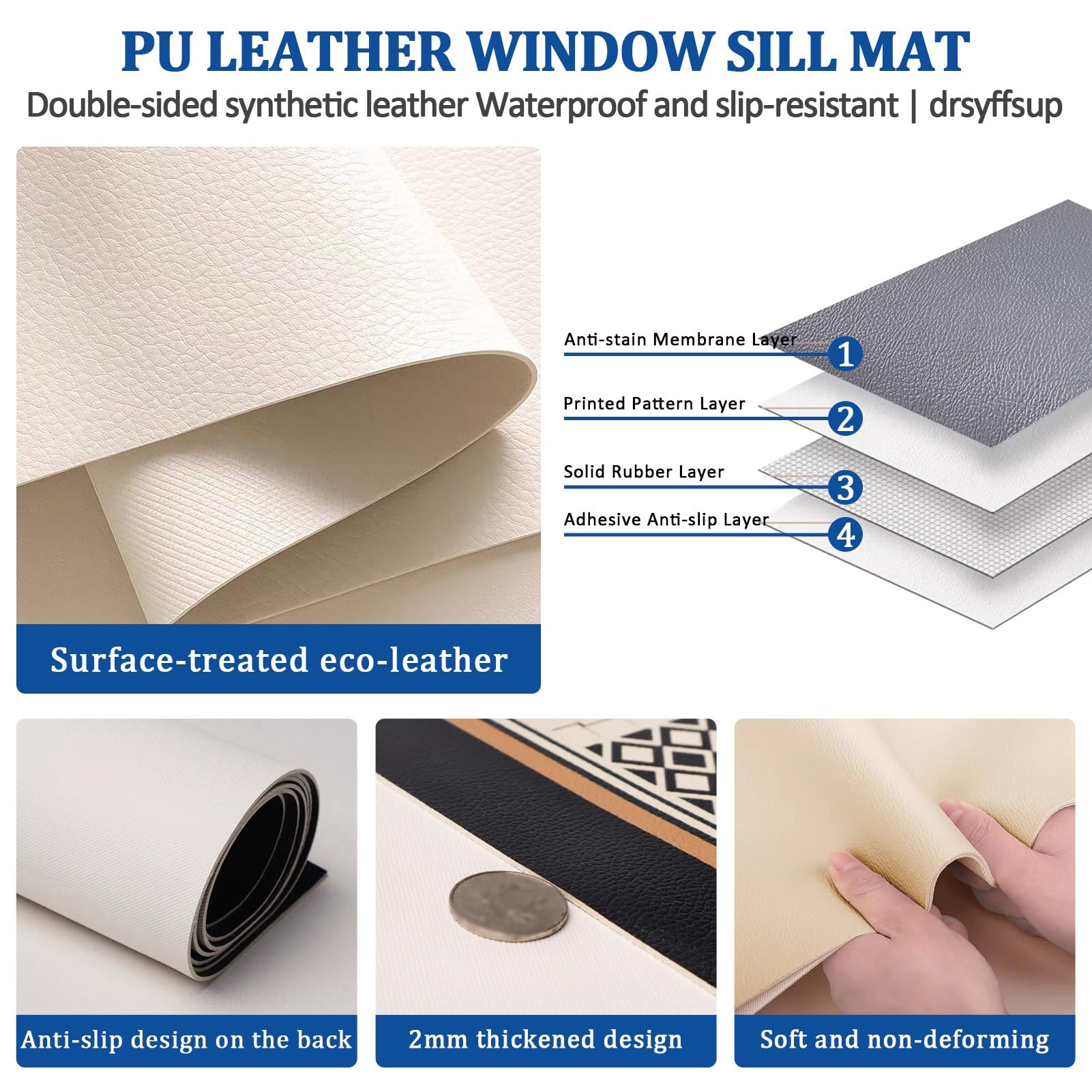 Alfombrilla de piel sintética impermeable de 15 x 200 cm, elegante funda protectora para superficies de 24-16-12-8 pulgadas, ideal para consolas, televisores, alféizares de ventanas y encimeras